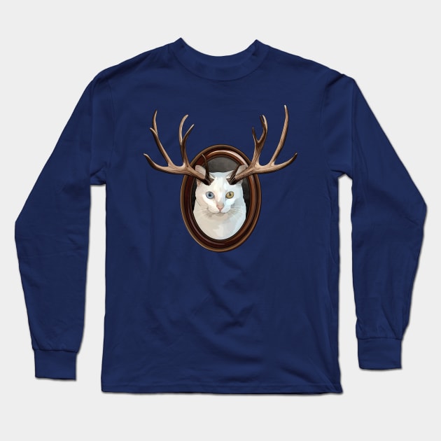 White Catalope Portrait in Wooden Frame Long Sleeve T-Shirt by CarleahUnique